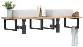 vidaXL Prateleira de parede p/ lavatório aço/madeira de acácia maciça