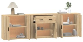 Aparadores 3 pcs madeira processada cor carvalho sonoma