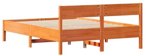 Cama sem colchão 140x190 cm pinho maciço castanho-mel