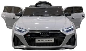 Carro elétrico para crianças Audi RS6 12v, módulo de música, assento de couro, pneus de borracha EVA Cinzento