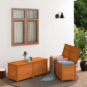 152177 vidaXL Caixa p/ almofadões exterior 200x50x56 cm abeto maciço castanho