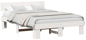 Estrutura da Cama Branco 160 x 200 cm Madeira de Pinheiro