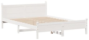 Cama sem colchão 160x200 cm madeira de pinho maciça branco