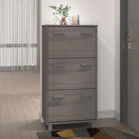 340515 vidaXL Sapateira HAMAR 59,5x35x117 cm pinho maciço cinza-claro