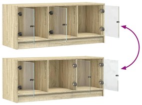 Móvel de TV c/ portas de vidro 102x37x42 cm carvalho sonoma