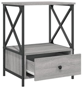 Mesas de cabeceira 2pcs derivados de madeira cinza sonoma
