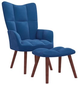 Cadeira de descanso com banco veludo azul
