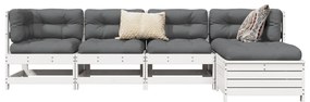 vidaXL 5 pcs conjunto de sofás de jardim madeira pinho maciça branco