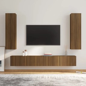 vidaXL Conjunto móveis de TV 4pcs madeira processada carvalho castanho