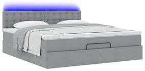 Cama otomana com colchão 160x200 cm tecido cinzento claro