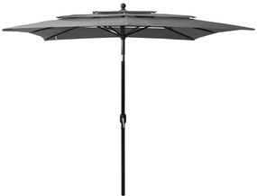 vidaXL Guarda-sol de jardim 3 camadas c/ poste de alumínio antracite