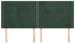 Cabeceira cama c/ abas veludo 203x16x118/128 cm verde-escuro