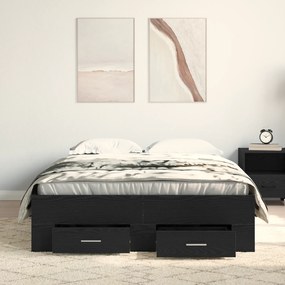 Cama com Gavetas vidaXL Carvalho Preto 120x190 cm Madeira de Engenhari