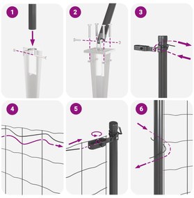 Conjunto de Postes de Cerca Conjunto de 2 Cinza Metal 25 x 1,5 m