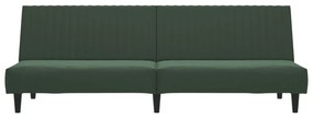 Sofá-cama de 2 lugares veludo verde-escuro