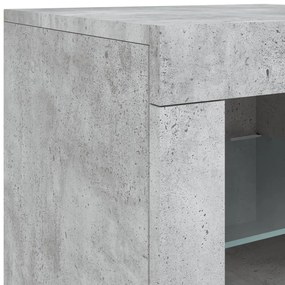 Aparador com luzes LED 181,5x37x67 cm cinzento cimento