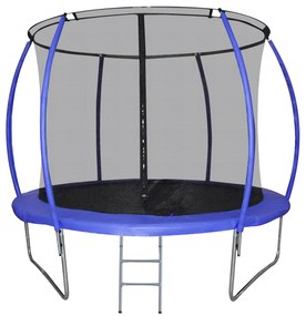 HOMCOM Trampolim de Jardim Φ244cm Trampolim para Crianças e Adultos cm Rede de Segurança Cobertura nas Bordas e Escada para Exterior Azul