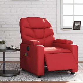 Poltrona massagens reclinável elétrica couro artif. vermelho