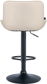 Banco alto em couro sintético com estrutura preta 85-106 x 49 x 51 cm cor creme