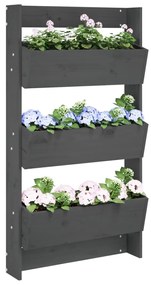 vidaXL Floreira parede c/ 3 caixas 60x18,5x110cm pinho maciço cinzento