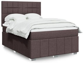vidaXL Cama com molas/colchão 160x200 cm tecido castanho-escuro