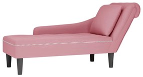 Chaise lounge c/ almofada/apoio de braços direito veludo rosa