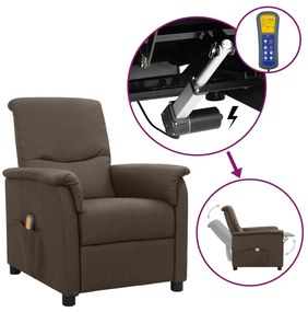 vidaXL Poltrona elevatória de massagens tecido castanho