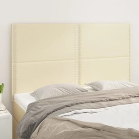 vidaXL Cabeceira de cama 4 pcs couro artificial 72x5x78/88 cm creme