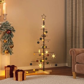 vidaXL Árvore de Natal de metal com base em madeira 120 cm preto