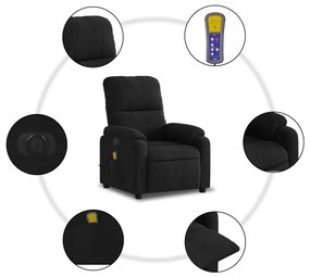 Poltrona de massagens reclinável elétrica microfibra preto