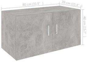 Armário de parede 80x39x40cm derivados madeira cinzento cimento