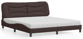 vidaXL Cama com colchão 180x200 cm tecido castanho-escuro