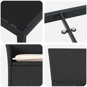 Conjunto de Jantar para Jardim com 5 Peças e Almofadas em Rattan Sinté