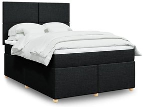 Cama com molas/colchão 160x200 cm tecido preto