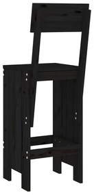 Cadeiras de bar 2 pcs 40x48,5x115,5 cm pinho maciço preto