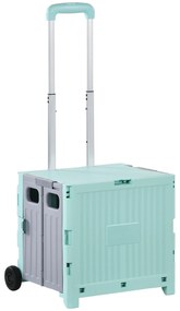 HOMCOM Carrinho de Armazenamento Dobrável Carrinho de Compras com 2 Rodas Capacidade 32L para Casa 41,5x32,5x85 cm Verde
