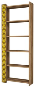Estante City – Nogueira e Amarelo – 64,6 cm x 170 cm x 24,2 cm