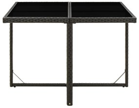 Mesa de jardim 109x107x74 cm vime PE e vidro preto
