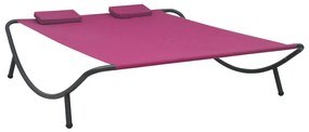 vidaXL Espreguiçadeira de exterior em tecido cor-de-rosa