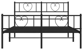 Estrutura de cama com cabeceira e pés 120x190 cm metal preto