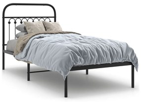 Estrutura de cama com cabeceira 90x190 cm metal preto