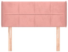 Cabeceira de cama c/ abas veludo 83x16x78/88 cm rosa