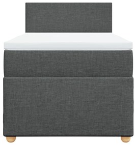 Cama com molas/colchão 100x200 cm tecido cinza-escuro