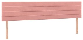 Cabeceira de cama c/ luzes LED veludo 180x5x78/88 cm rosa