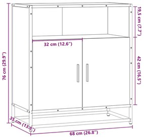 Aparador 68x35x76 cm deriv. de madeira cinzento sonoma