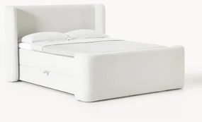 Cama boxspring em bouclé com espaço de arrumação Perla