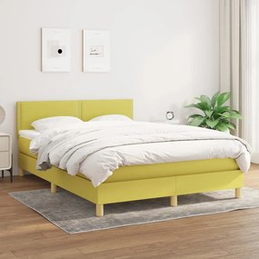 vidaXL Cama com molas/colchão 140x200 cm tecido verde