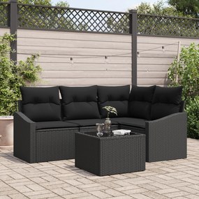 vidaXL Conjunto de Jantar de Jardim 5 Peças com Almofadas Bege em Rattan Sintético