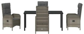 Conjunto de Jantar de Jardim com 5 Peças em Rattan Poliéster Cinza