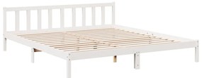 Cama extra longa sem colchão 200x220 cm pinho maciço branco